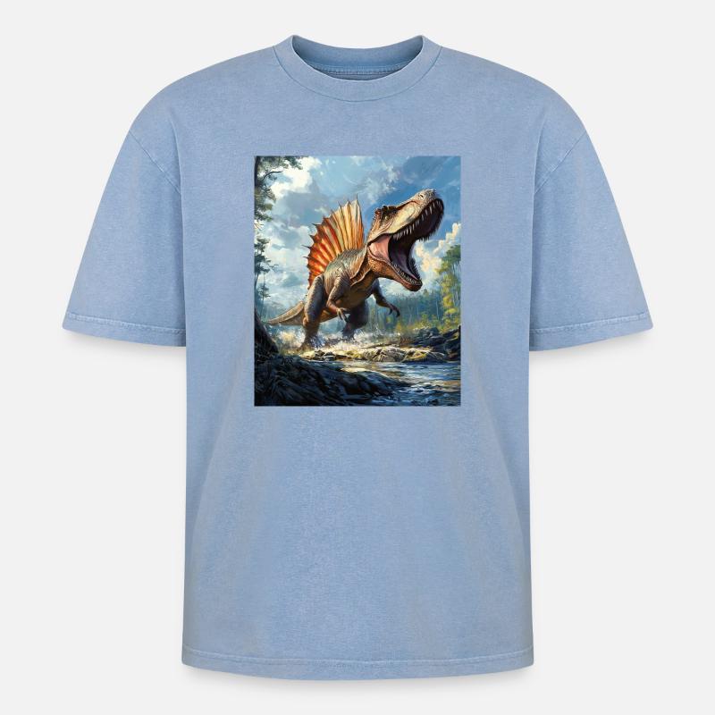 Spinosaurus - Oversized Unisex Premium Acid-Washed T-Shirt - Blau Acid Wash