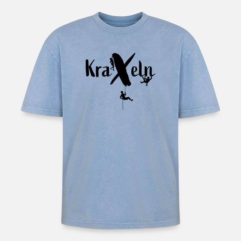 grimper - T-shirt Premium unisexe oversize acid-washed - bleu délavé acide