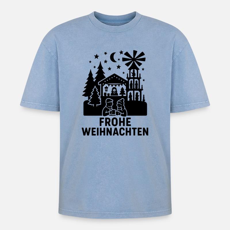 Joyeux Noël Marché de Noël - T-shirt Premium unisexe oversize acid-washed - bleu délavé acide