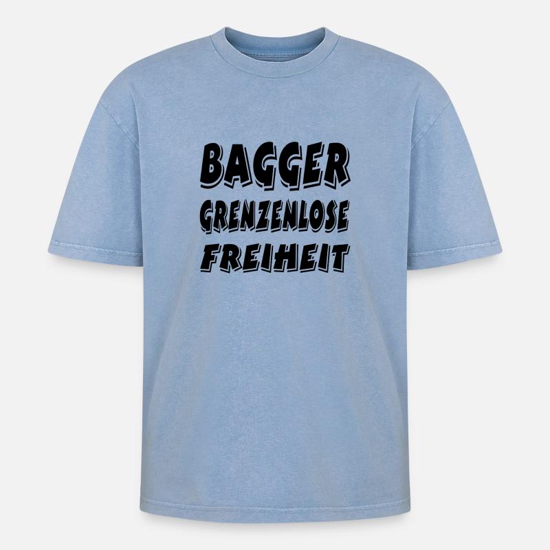 Bagger - Oversized Unisex Premium Acid-Washed T-Shirt - Blau Acid Wash