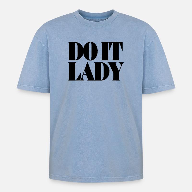 do it lady - schwarz - Oversized Unisex Premium Acid-Washed T-Shirt - Blau Acid Wash