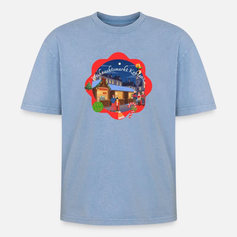 Marché de Noël de Coblence - T-shirt Premium unisexe oversize acid-washed - bleu délavé acide