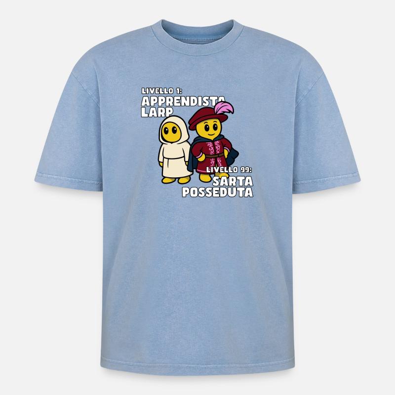 Couturière possédée – LARP Evolution - T-shirt Premium unisexe oversize acid-washed - bleu délavé acide