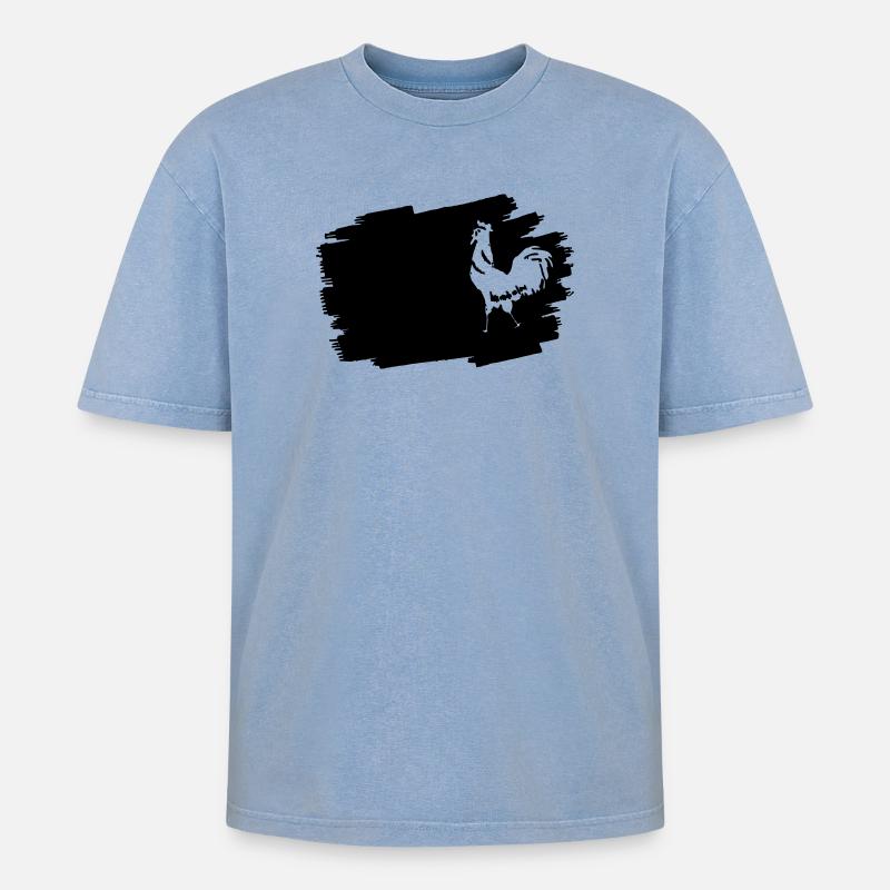 Mitternachts-Glyphen-Emblem - Oversized Unisex Premium Acid-Washed T-Shirt - Blau Acid Wash