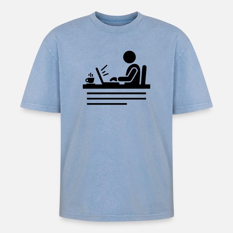 Büro & Home-Office | Programmierer Piktogramm - Oversized Unisex Premium Acid-Washed T-Shirt - Blau Acid Wash