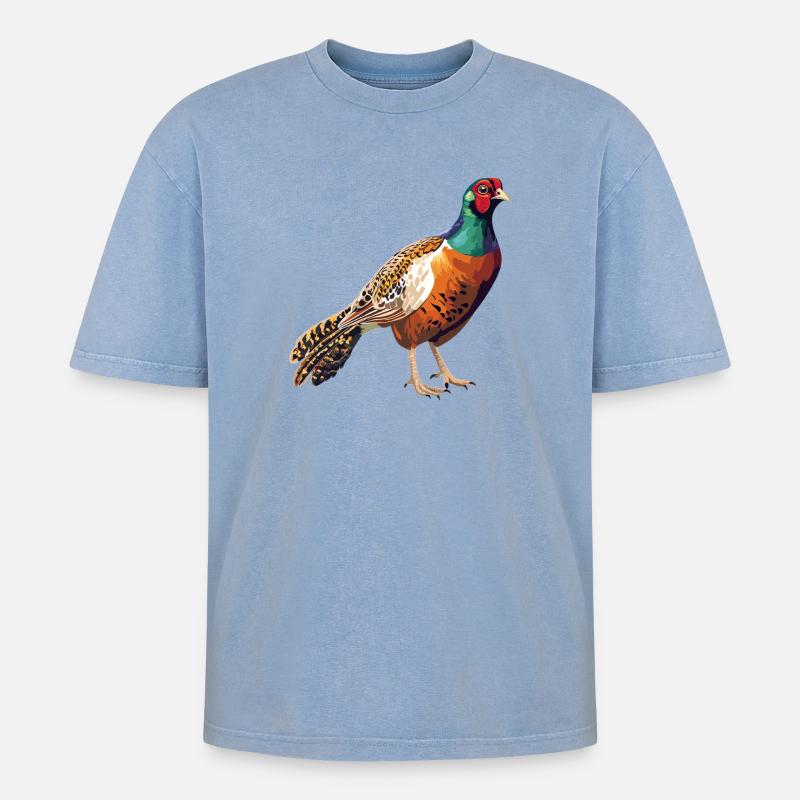 Faisans Faisan - T-shirt Premium unisexe oversize acid-washed - bleu délavé acide