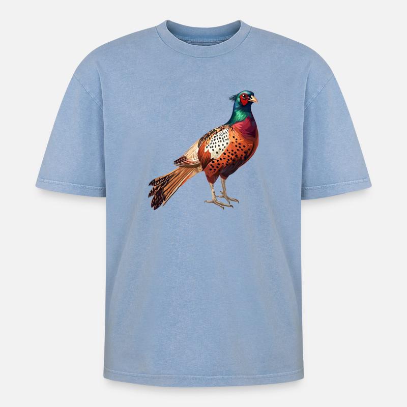 Faisans Faisan - T-shirt Premium unisexe oversize acid-washed - bleu délavé acide