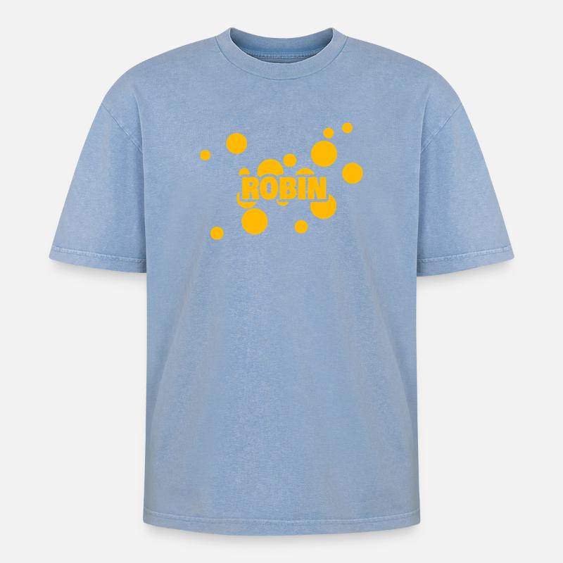 Robin as Robin - Oversized Unisex Premium Acid-Washed T-Shirt - acid washed blue