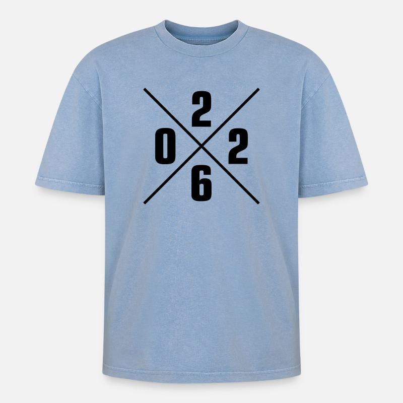 2026 - Oversized Unisex Premium Acid-Washed T-Shirt - Blau Acid Wash