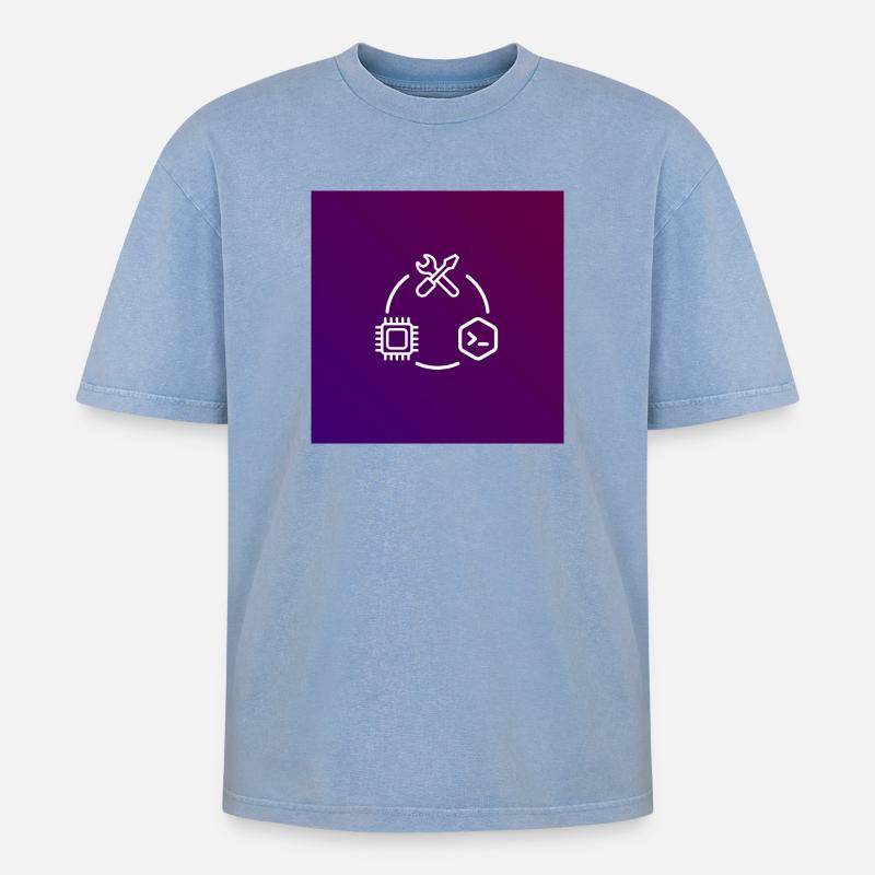 TechKreis Chip Code Tool - Oversized Unisex Premium Acid-Washed T-Shirt - acid washed blue
