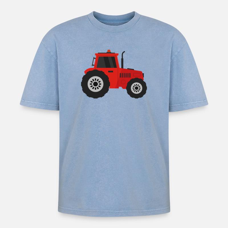 Traktor - Oversized Unisex Premium Acid-Washed T-Shirt - Blau Acid Wash