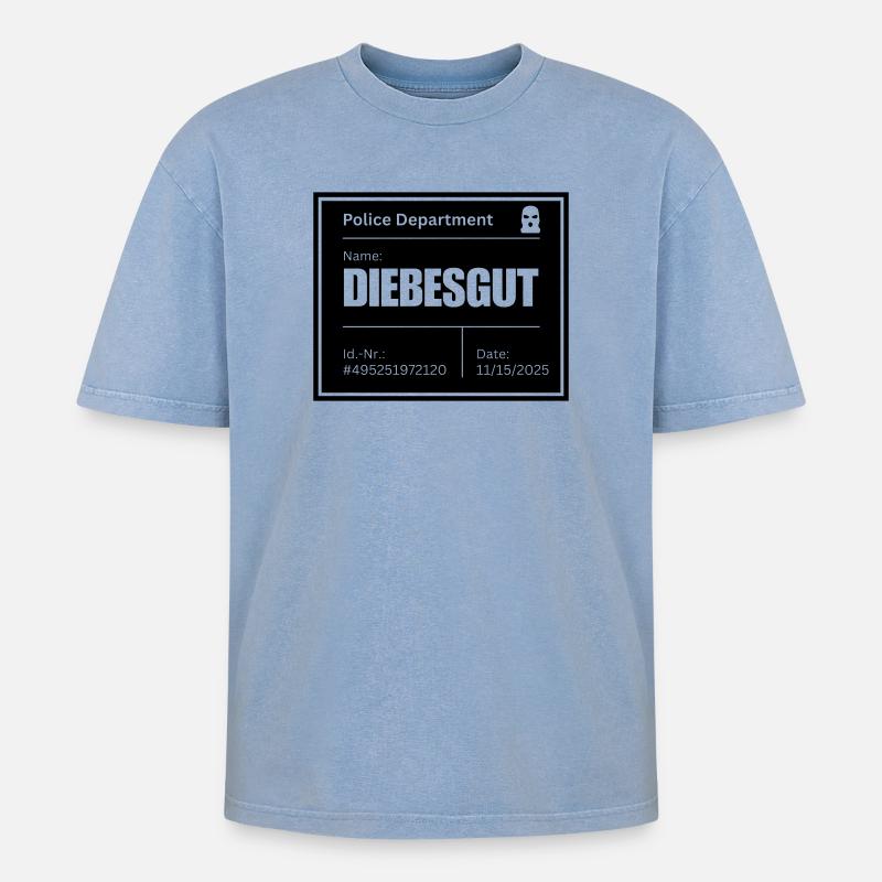 MUGSHOT - Oversized Unisex Premium Acid-Washed T-Shirt - Blau Acid Wash