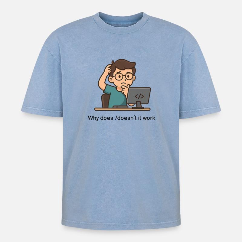 Why does/doesn't it work - Oversized Unisex Premium Acid-Washed T-Shirt - acid washed blue