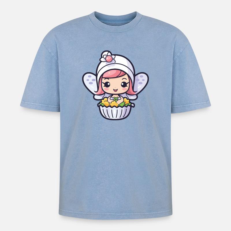 Fee Backen Kuchen Backfee - Oversized Unisex Premium Acid-Washed T-Shirt - Blau Acid Wash
