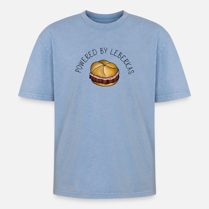 Propulsé par Leberkas – Leberkäse Spruch - T-shirt Premium unisexe oversize acid-washed - bleu délavé acide