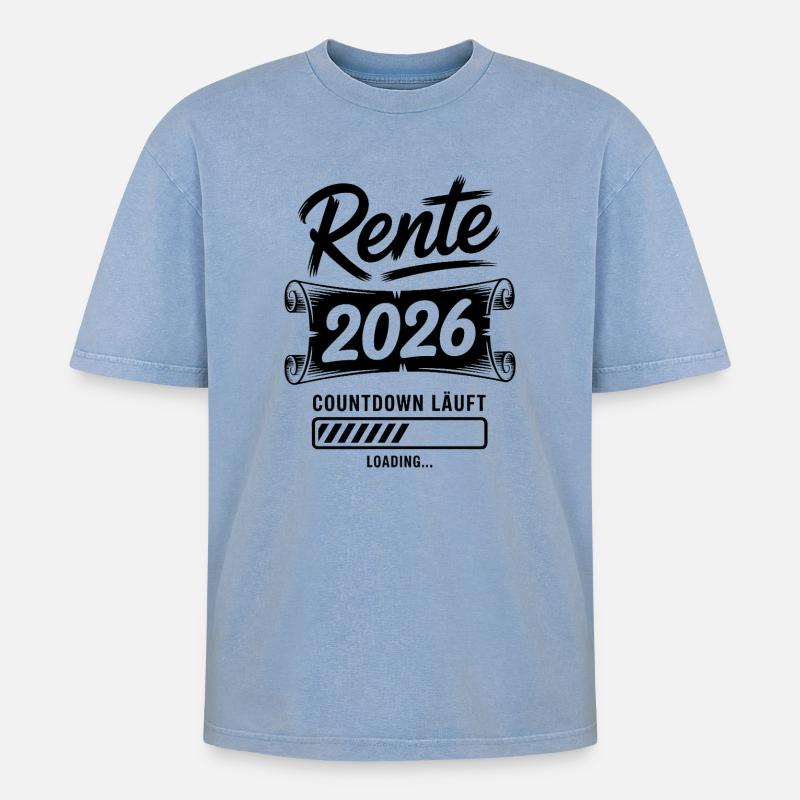 Rente Countdown 2026 - Oversized Unisex Premium Acid-Washed T-Shirt - Blau Acid Wash