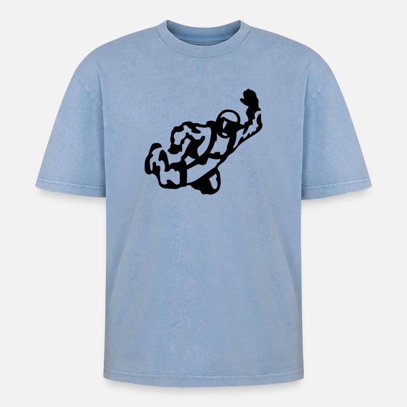 Skydive - Oversized Unisex Premium Acid-Washed T-Shirt - Blau Acid Wash