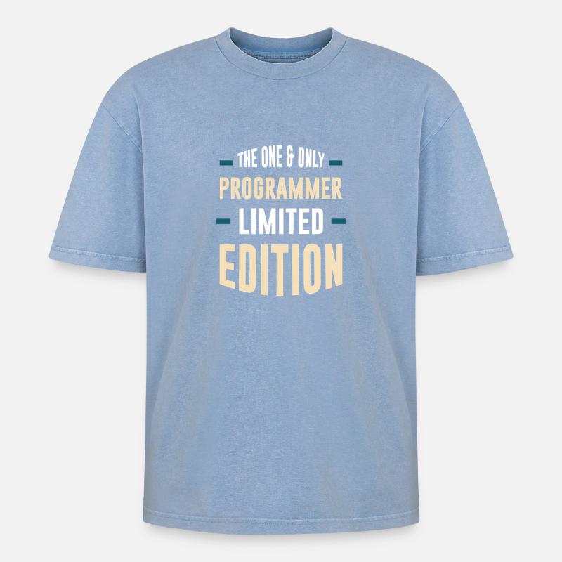 Einziger Programmierer Limited Edition - Oversized Unisex Premium Acid-Washed T-Shirt - Blau Acid Wash