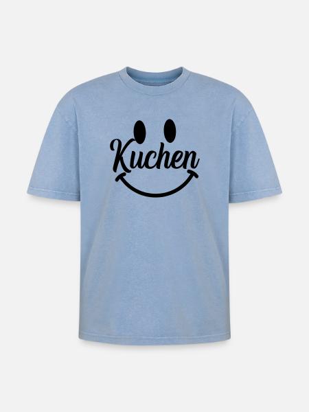 kuchen  - Oversized Unisex Premium Acid-Washed T-Shirt - Blau Acid Wash