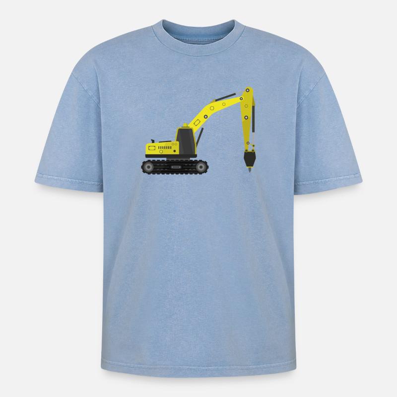 Hydraulischer Presslufthammer - Oversized Unisex Premium Acid-Washed T-Shirt - Blau Acid Wash