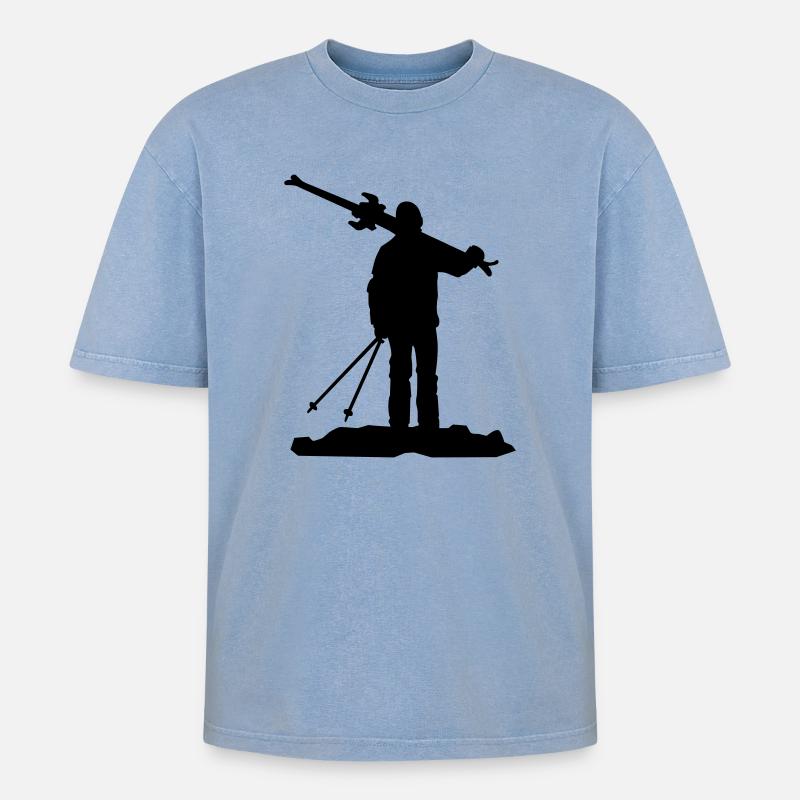 Ski - T-shirt Premium unisexe oversize acid-washed - bleu délavé acide
