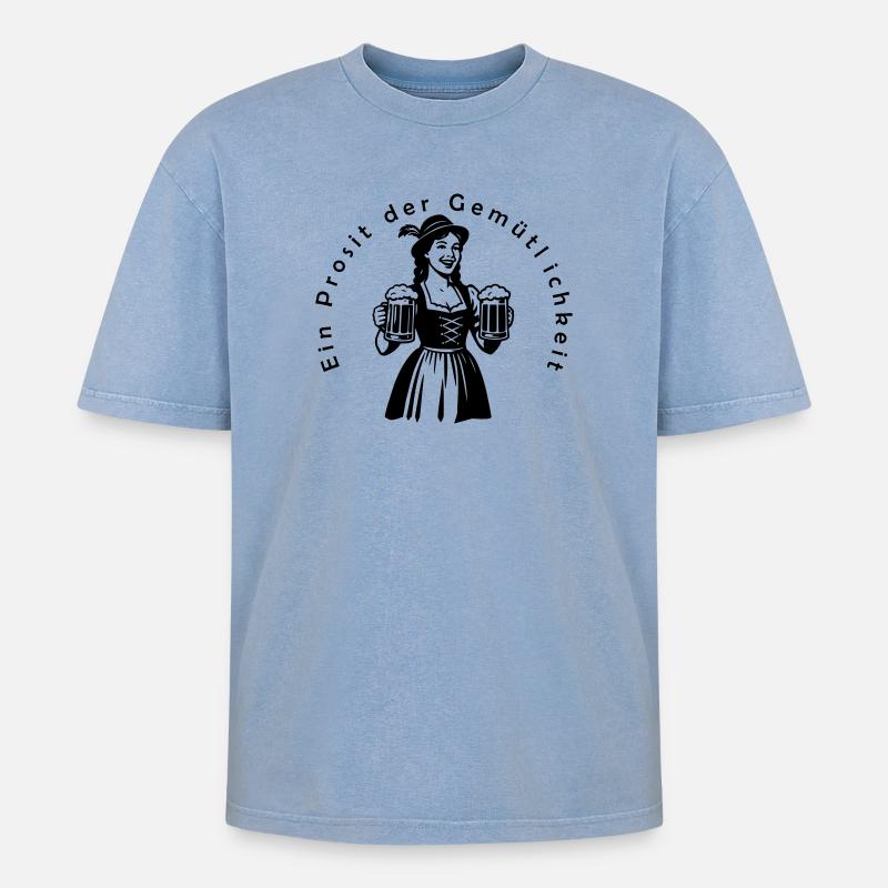 Ein Prosit der Gemütlichkeit - Oversized Unisex Premium Acid-Washed T-Shirt - Blau Acid Wash