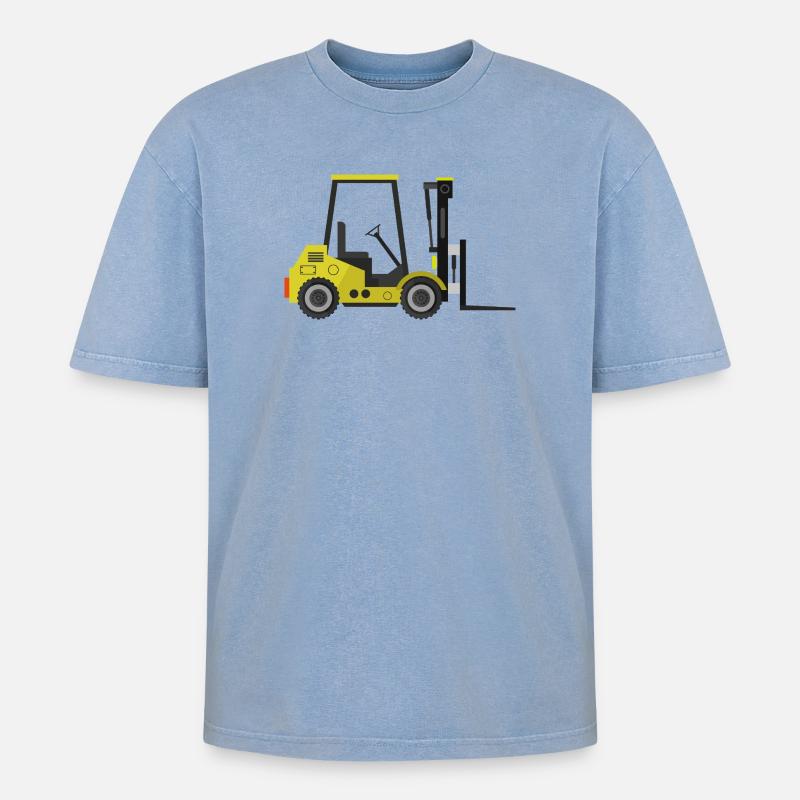 Gabelstapler - Oversized Unisex Premium Acid-Washed T-Shirt - Blau Acid Wash