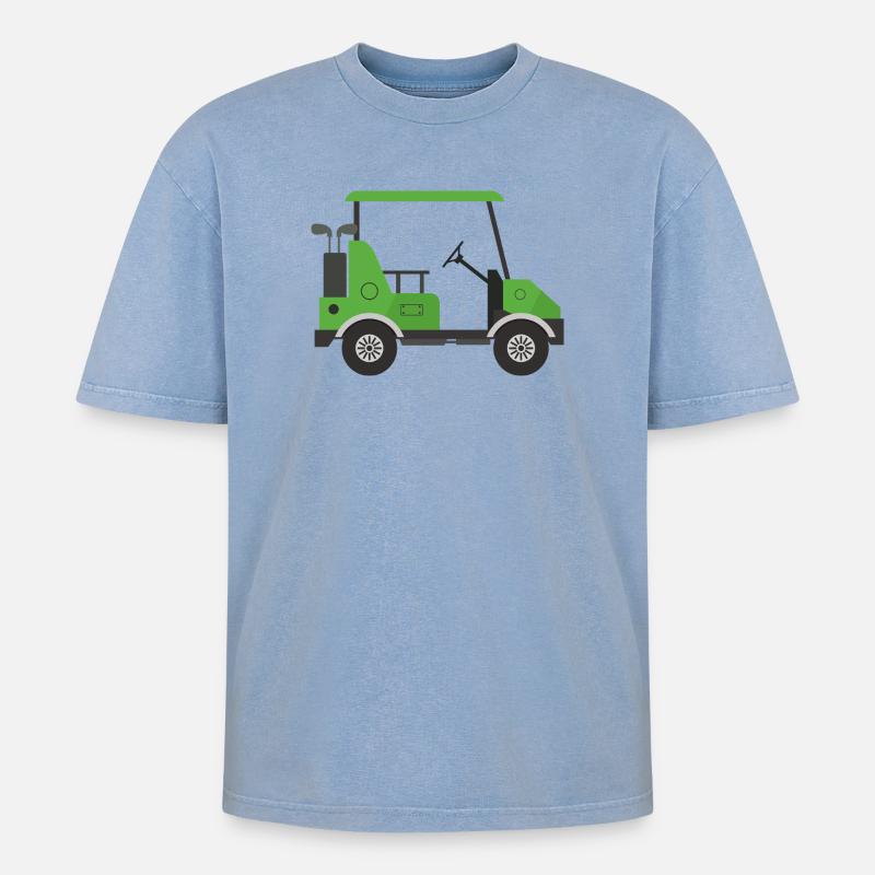 Golfwagen - Oversized Unisex Premium Acid-Washed T-Shirt - Blau Acid Wash