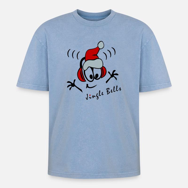 Weihnachtslied DJ - Oversized Unisex Premium Acid-Washed T-Shirt - Blau Acid Wash