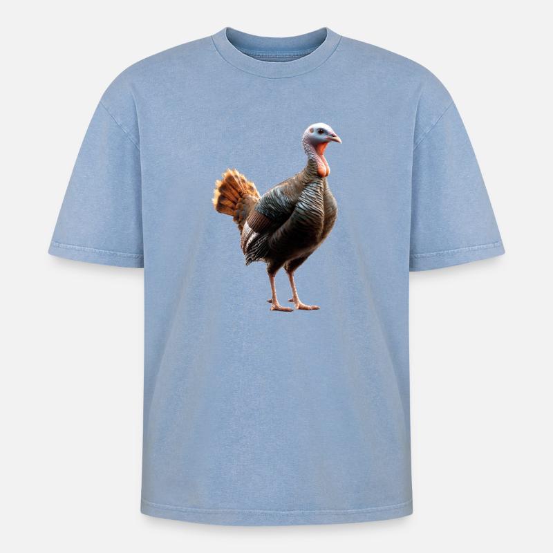 Dinde Poules Oiseaux Dinde - T-shirt Premium unisexe oversize acid-washed - bleu délavé acide