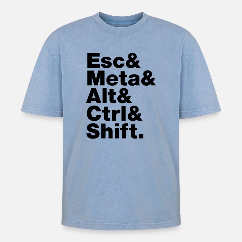 Esc & Meta & Alt & Ctrl & Shift - T-shirt Premium unisexe oversize acid-washed - bleu délavé acide