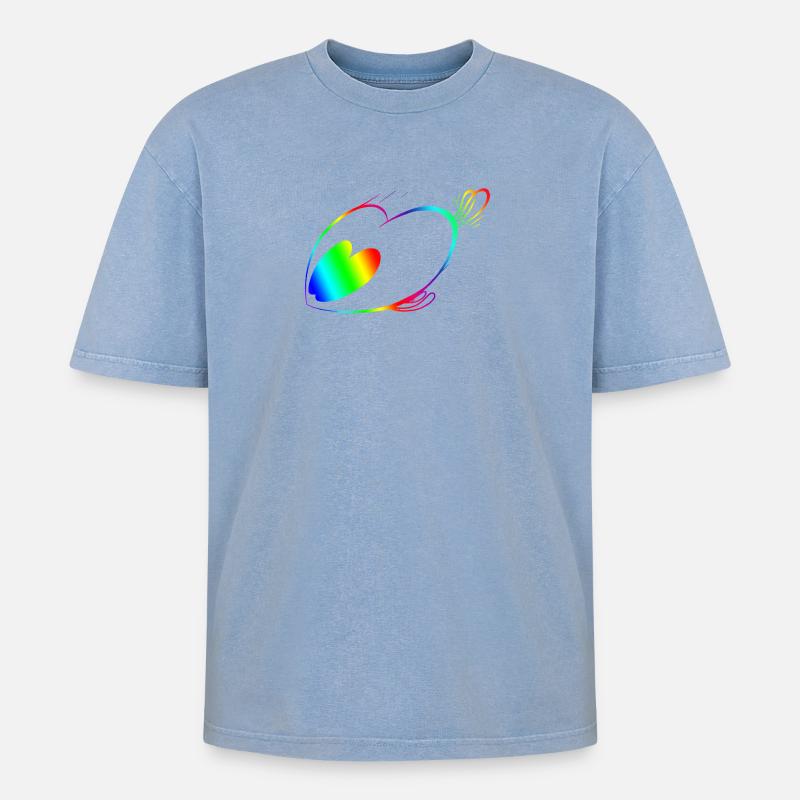 Regenbogen-Geschwindigkeitstricker - Oversized Unisex Premium Acid-Washed T-Shirt - Blau Acid Wash