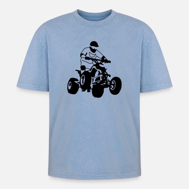 Quad - Oversized Unisex Premium Acid-Washed T-Shirt - Blau Acid Wash