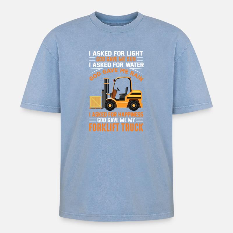 Forklift Forklift Driver - Oversized Unisex Premium Acid-Washed T-Shirt - acid washed blue