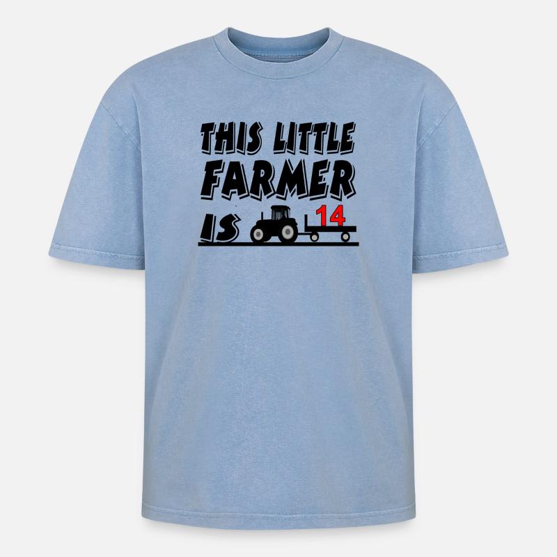 Bauer - Oversized Unisex Premium Acid-Washed T-Shirt - Blau Acid Wash