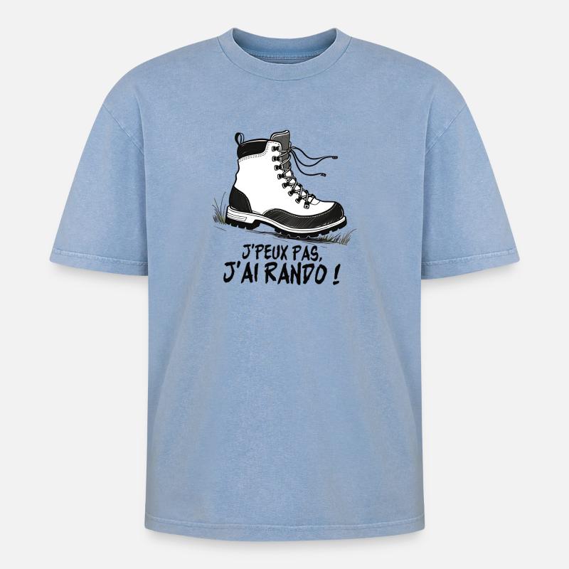 Wanderschuhe, ich kann nicht zufällig! - Oversized Unisex Premium Acid-Washed T-Shirt - Blau Acid Wash