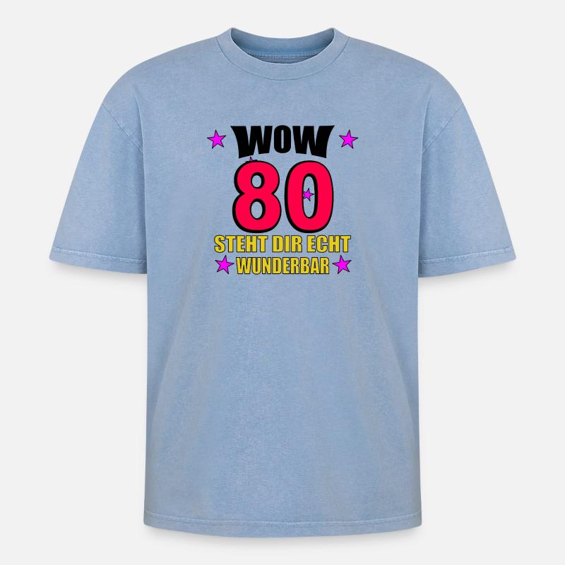 steht dir echt wunderbar - Oversized Unisex Premium Acid-Washed T-Shirt - Blau Acid Wash