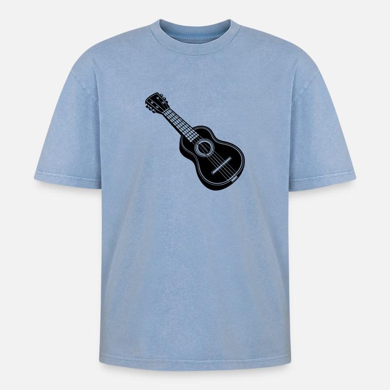 Ukulele - Oversized Unisex Premium Acid-Washed T-Shirt - Blau Acid Wash