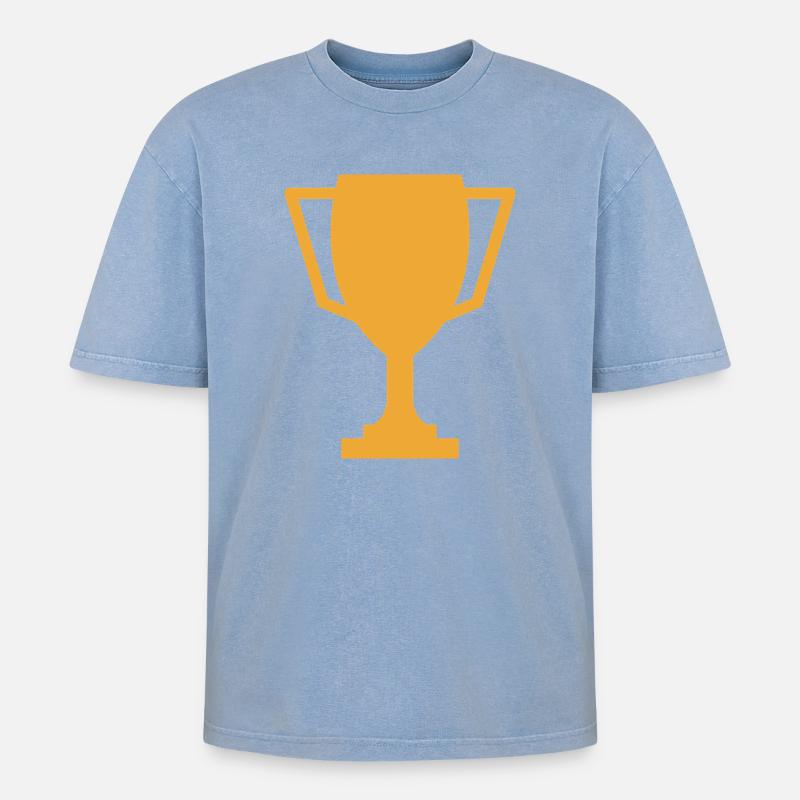 Trophäe - Oversized Unisex Premium Acid-Washed T-Shirt - Blau Acid Wash