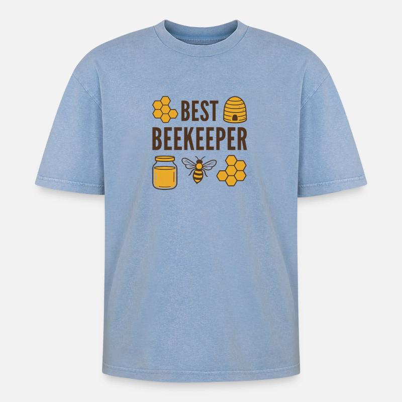 Bester Imker - Oversized Unisex Premium Acid-Washed T-Shirt - Blau Acid Wash
