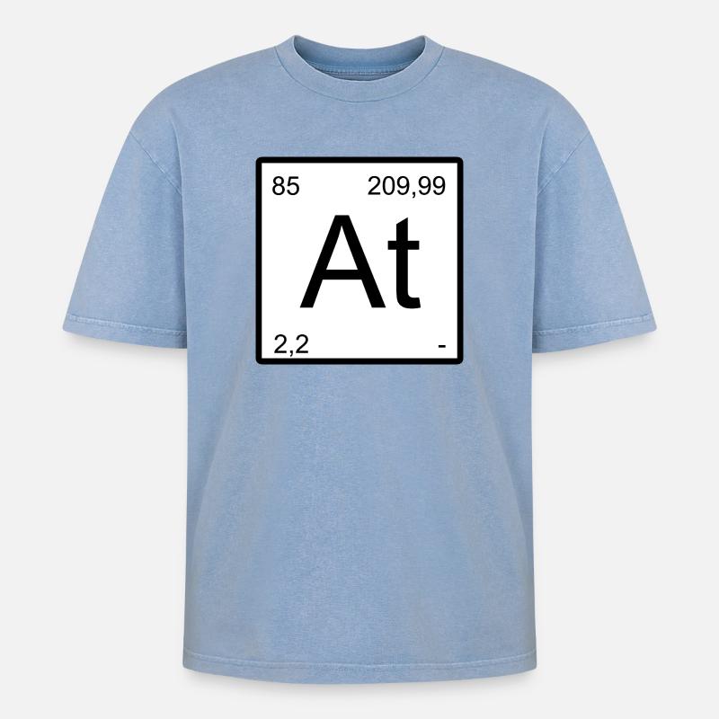 Astat-Elementtile Print - Oversized Unisex Premium Acid-Washed T-Shirt - Blau Acid Wash