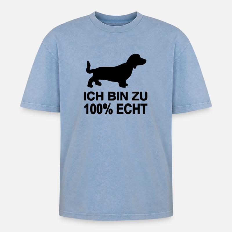 Dackel - Oversized Unisex Premium Acid-Washed T-Shirt - Blau Acid Wash