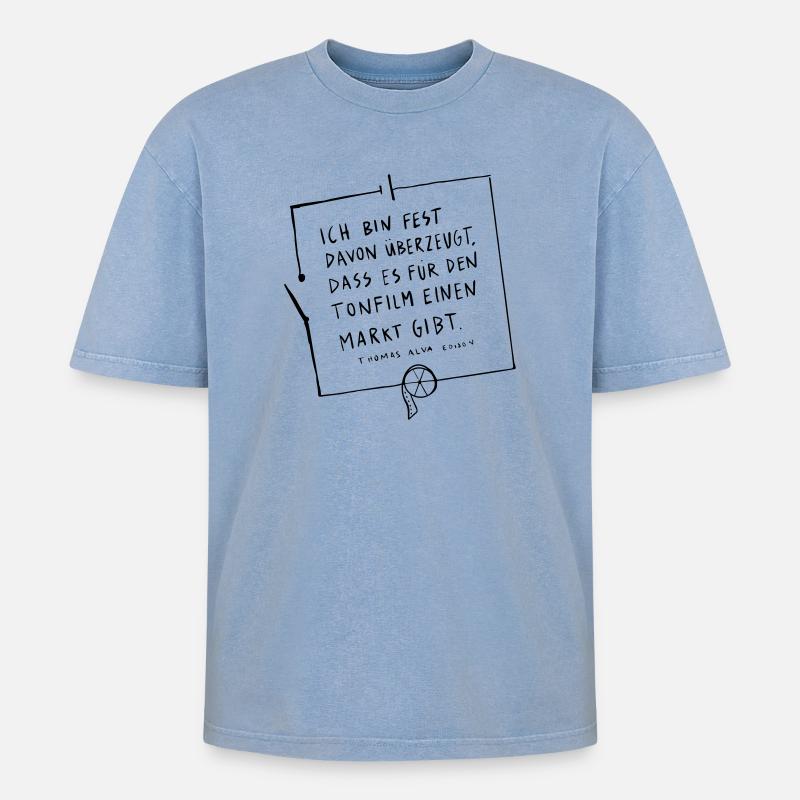 Thomas Edison Schaltkreis - Oversized Unisex Premium Acid-Washed T-Shirt - Blau Acid Wash