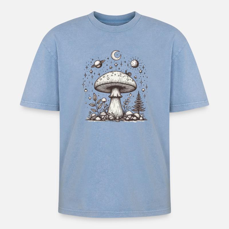 Psilo champignon crapaud - T-shirt Premium unisexe oversize acid-washed - bleu délavé acide