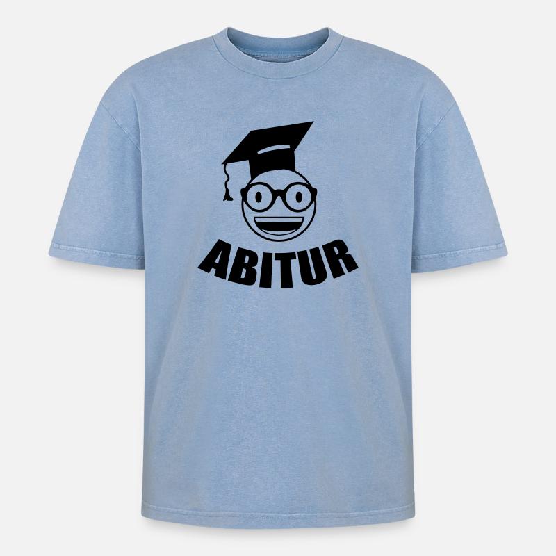 Nerd Student Abitur - Oversized Unisex Premium Acid-Washed T-Shirt - Blau Acid Wash