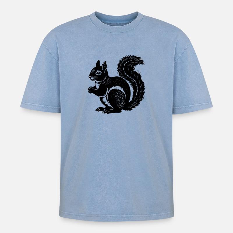 Eichhörnchen - Oversized Unisex Premium Acid-Washed T-Shirt - Blau Acid Wash