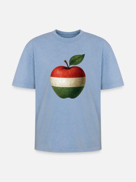 Ungarn - Oversized Unisex Premium Acid-Washed T-Shirt - Blau Acid Wash