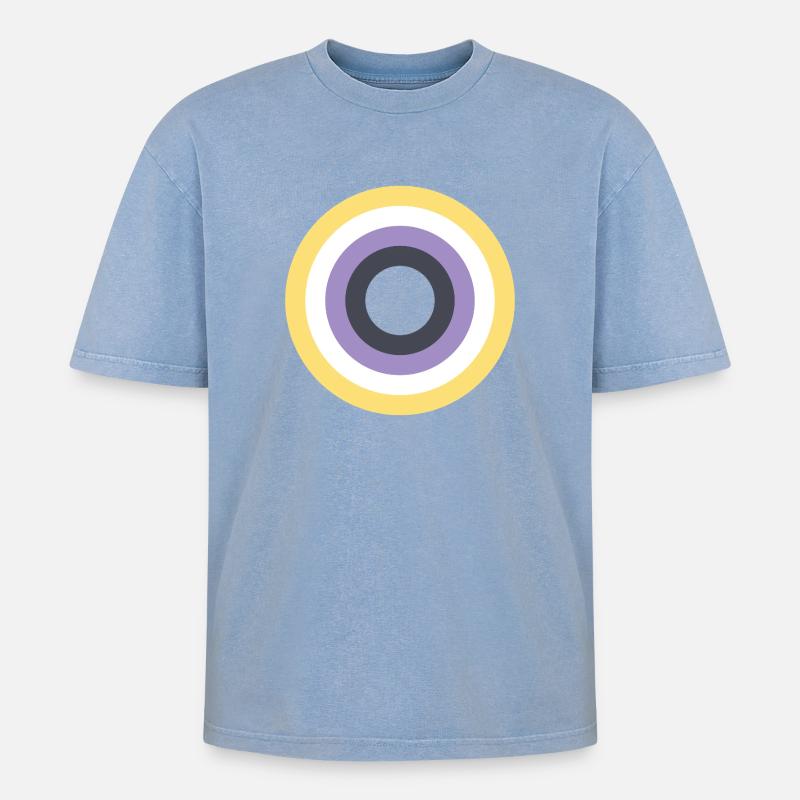Concentric Ring Palette LGBTQ Non Binary - Oversized Unisex Premium Acid-Washed T-Shirt - acid washed blue