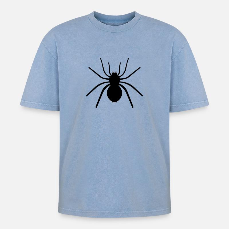 Spinne - Oversized Unisex Premium Acid-Washed T-Shirt - Blau Acid Wash