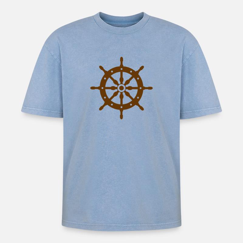 Roue de navire - T-shirt Premium unisexe oversize acid-washed - bleu délavé acide
